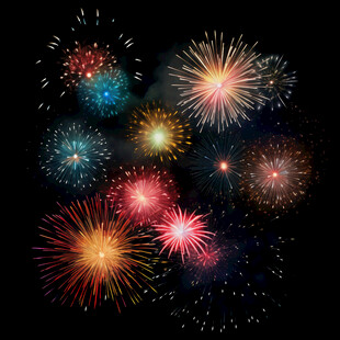 绚丽多彩烟花绽放夜空