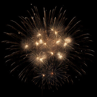 夜空中绚烂的金色烟花