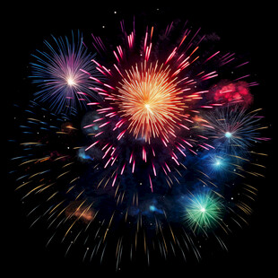 绚丽烟花绽放夜空