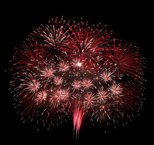 绚丽绽放的红色烟花