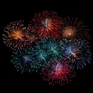 绚丽多彩烟花绽放夜空