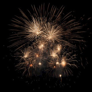 夜空中绚烂的金色烟花