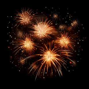 夜空中绚烂的金色烟花