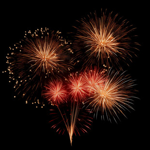 夜空中绚烂的多彩烟花