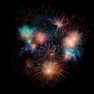 绚丽烟花绽放夜空