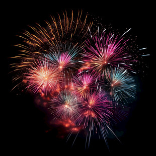 绚丽烟花绽放夜空