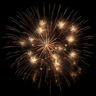 金色烟花绽放夜空