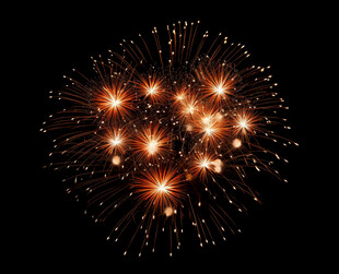 夜空中绚烂的金色烟花