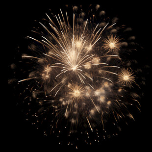 金色烟花绽放夜空