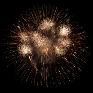 金色烟花绽放夜空