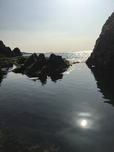 海边静谧水面与光影景象