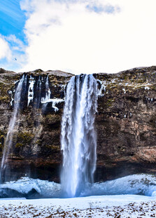 冰岛壮观双瀑布自然美景