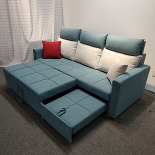 蓝色多功能沙发带储物功能