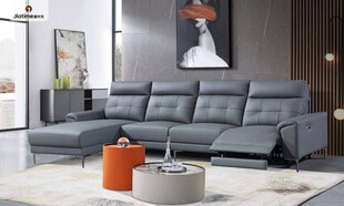 现代简约灰色布艺沙发组合