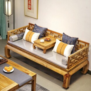 中式实木雕花沙发组合