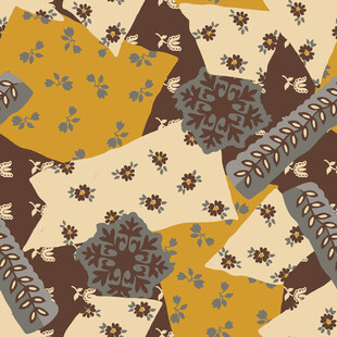复古几何花卉图案布料