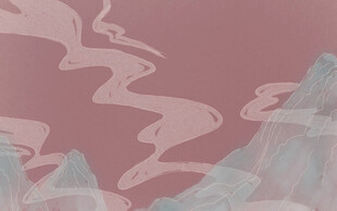 粉紫山水云雾意境背景图