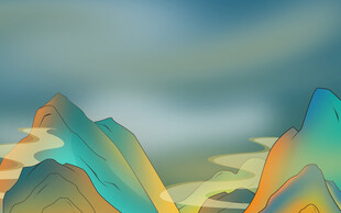 梦幻多彩山峦风景图