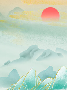 日出云海间的壮美山景