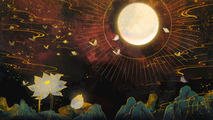 梦幻月夜下的奇幻自然景象