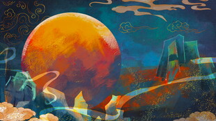 梦幻中式奇幻月夜图景