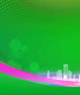 绿色渐变背景的城市轮廓图