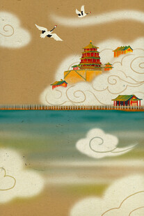 海上楼阁风景图