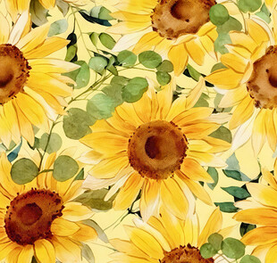 水彩风向日葵花卉图案
