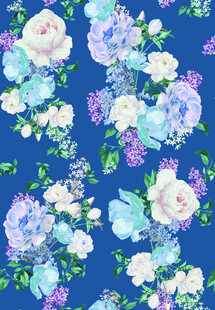 蓝底花卉图案印花设计