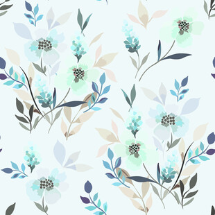 清新花卉水彩无缝图案