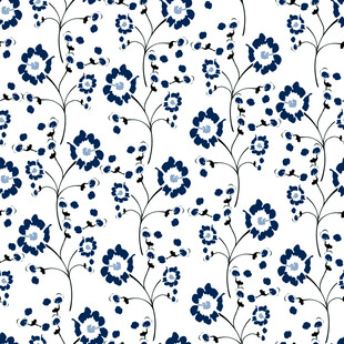 蓝白花卉图案背景