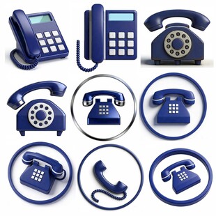 多样复古电话座机图标集合