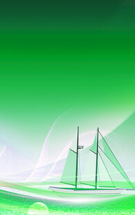 绿色背景中的帆船图案