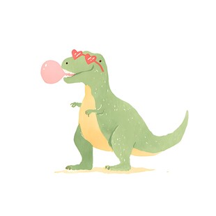 戴花恐龙吹泡泡