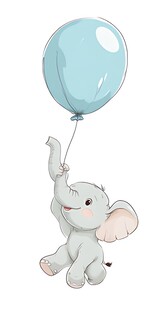 小象牵气球的可爱插画