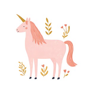 可爱粉色独角兽插画