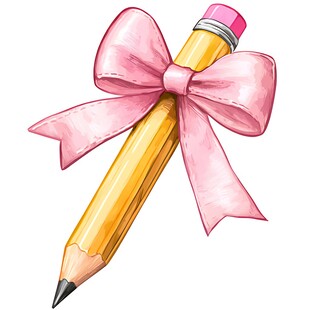 系粉色蝴蝶结的铅笔