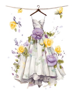 梦幻花朵装饰的优雅婚纱