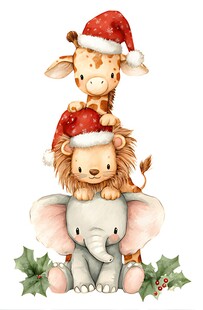 圣诞动物叠罗汉萌趣瞬间