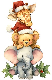 圣诞动物叠罗汉