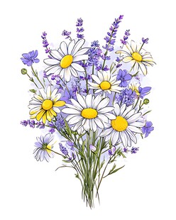 雏菊与薰衣草花束