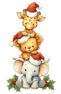 圣诞小动物叠罗汉