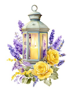 薰衣草玫瑰装饰的复古风灯笼