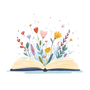 打开书本绽放的缤纷花卉