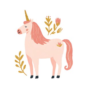 可爱独角兽插画