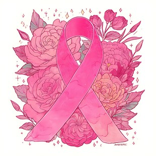 粉红丝带与花卉装饰图案