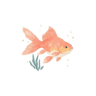 手绘可爱金鱼插画