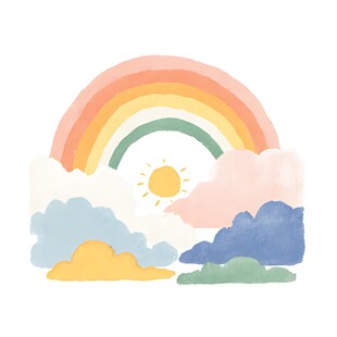 彩虹下的梦幻天空景色