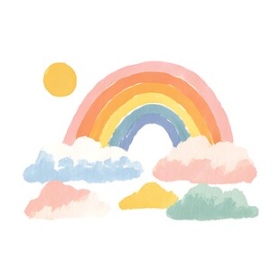 彩虹与云朵的梦幻天空