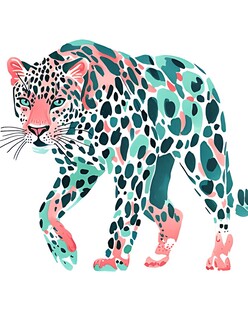 彩色斑点豹插画